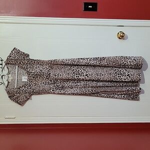 Jessica Leopard Print Short Sleeve Midi Dress US S